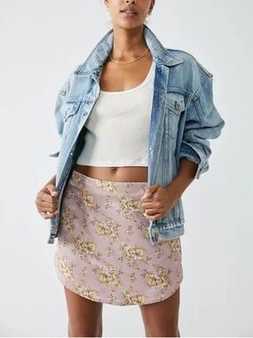 Free People Dusty Pink Floral Mini Skirt